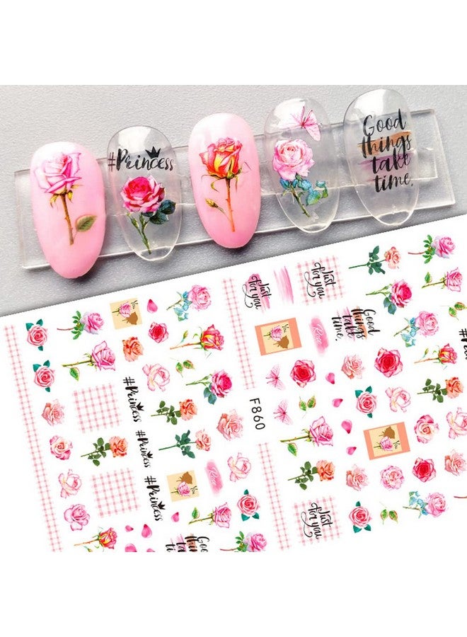 SINSEN Flower Nail Art Stickers Decals 6Sheets Spring Rose 3D Selfadhesive Nail Stickers Flowers Rose Butterfly Design Nail Decals For Nail Art Women Girls Acrylic Nails Decorations Diy Nail Art Supplies - Image 4