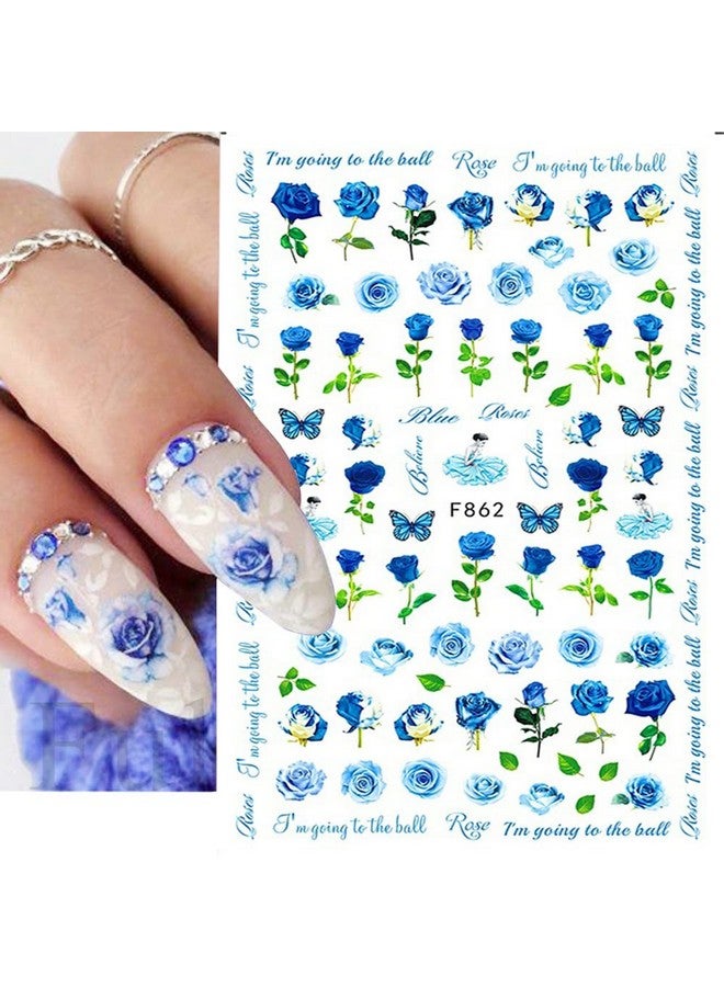 SINSEN Flower Nail Art Stickers Decals 6Sheets Spring Rose 3D Selfadhesive Nail Stickers Flowers Rose Butterfly Design Nail Decals For Nail Art Women Girls Acrylic Nails Decorations Diy Nail Art Supplies - Image 3
