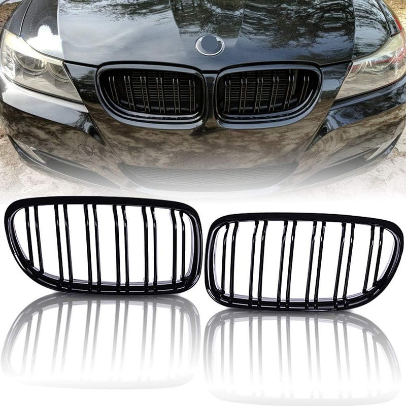runmade Glossy Black Dual Slat Kidney Grille for BMW E90 2009-2011 - Image 2
