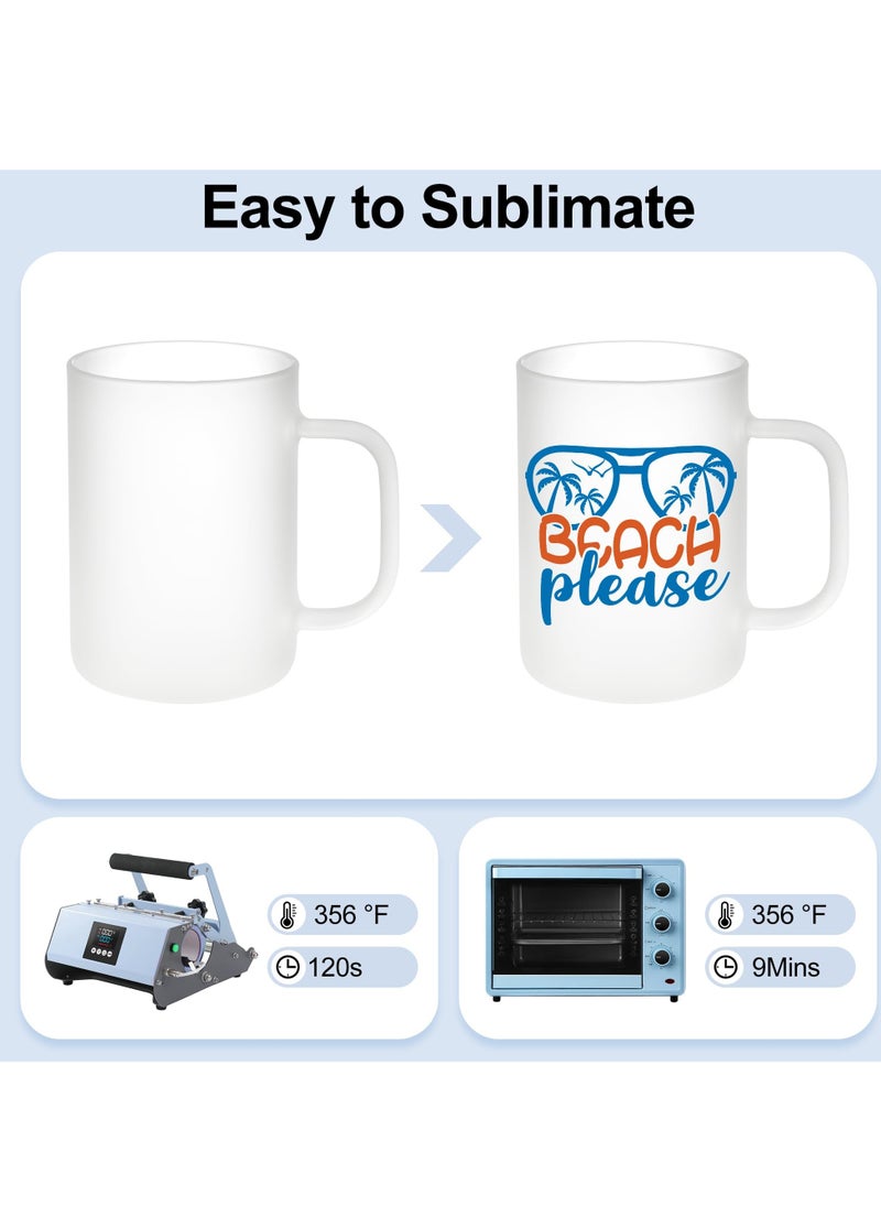 Excefore 6 Pack Sublimation Glass Blanks with Bamboo Lid and Glass Straw, 17oz Frosted Sublimation Can with Handle, Sublimation Glass Cups, Sublimation Glass Tumblers for DIY Craft (480ml)  - Image 2