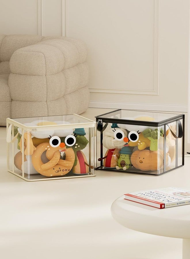 Reflygen Book Storage Bag,Zippered PVC Plastic Toy Storage Bag,Ideal For Organizing Plush Toys,Books And Clothing，Transparent Plastic Storage Box(Black 1 Piece) - Image 4