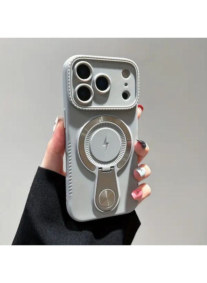 حافظة هاتف iPhone 14 للشحن اللاسلكي المغناطيسي باللون البرتقالي مع حامل قائم ومقاومة للصدمات - Image 2