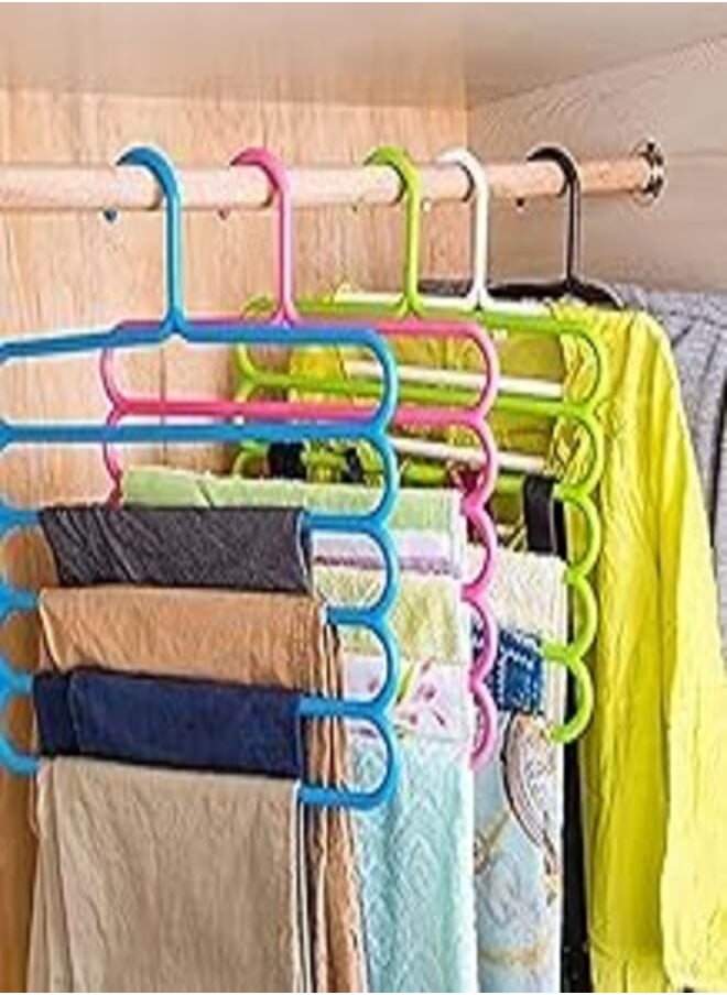 Zollyss Zollyss 5 Layer Colorful Pants Scarf Hangers Holders Trousers Clothes Towels Hanger(Pack of 4) 