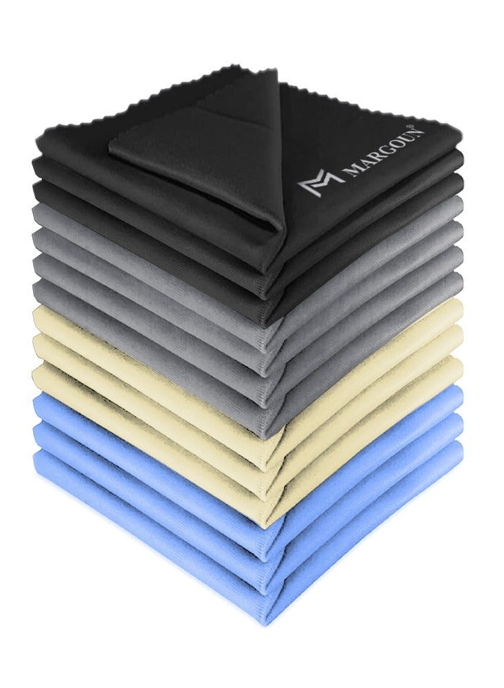 MARGOUN 12 Pack Microfiber Cleaning Cloth Premium Cloth for Glasses Lens Screens & More Multicolour - Image 1