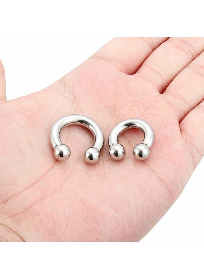 SCERRING PA Ring Internally Threaded Circular Barbells Horseshoe Monster Screwball Rings 316L Surgical Steel Pierced Body Jewelry 2G 4G 6G 8G, 12mm, 16mm, 316L Surgical Steel - Image 3