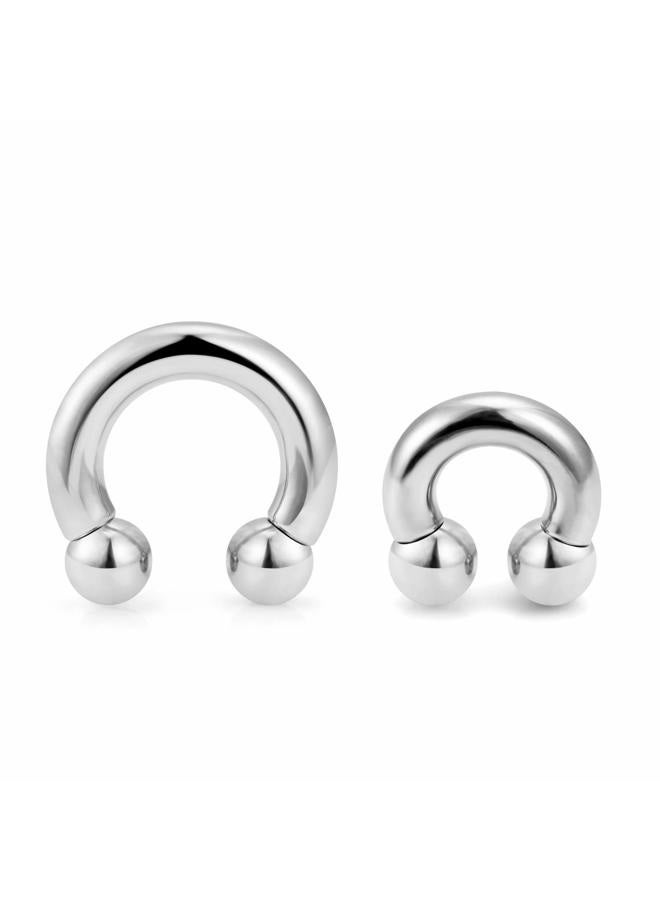 SCERRING PA Ring Internally Threaded Circular Barbells Horseshoe Monster Screwball Rings 316L Surgical Steel Pierced Body Jewelry 2G 4G 6G 8G, 12mm, 16mm, 316L Surgical Steel - Image 1