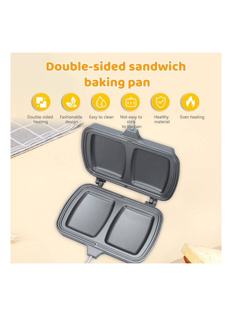 سيوسي Sandwich Maker, Double-Sided Sandwich Baking Pan, Grilled Cheese Maker, Non Stick Frying Pan, Removable Handle, Flip Grill Pan, Sandwich Baking Tray for Breakfast Pancakes, Omelets and Toast - Image 3