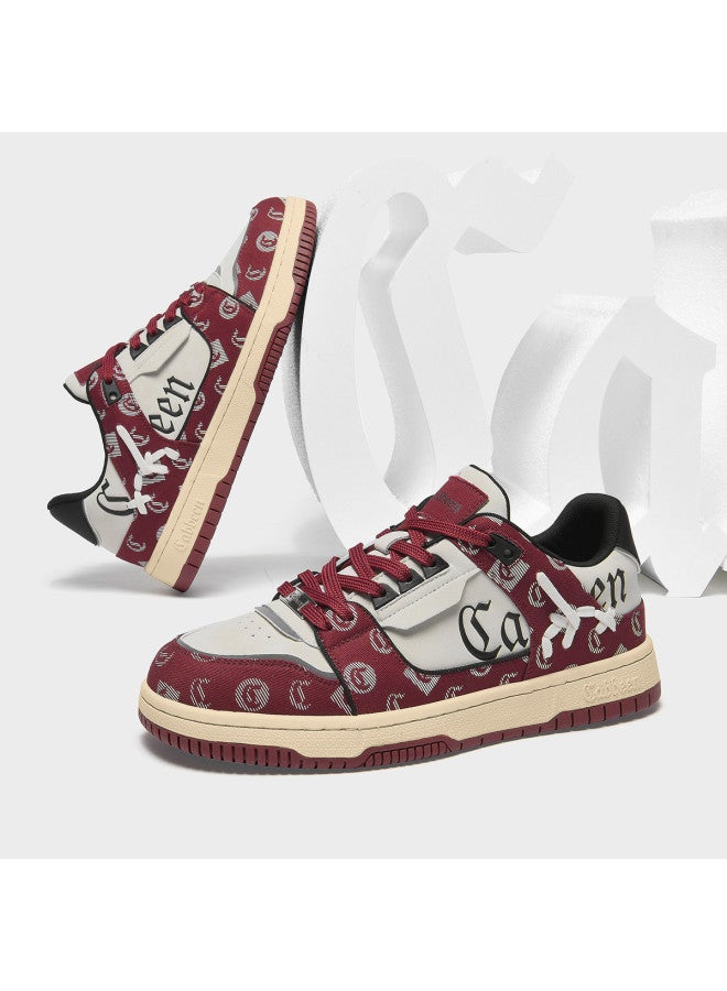 Cabbeen Men's Shoes Four Seasons Fashion C Logo Print Forest Style Harajuku Comfort Lace-up Casual Street Trend Men's Skate Shoes - Image 2