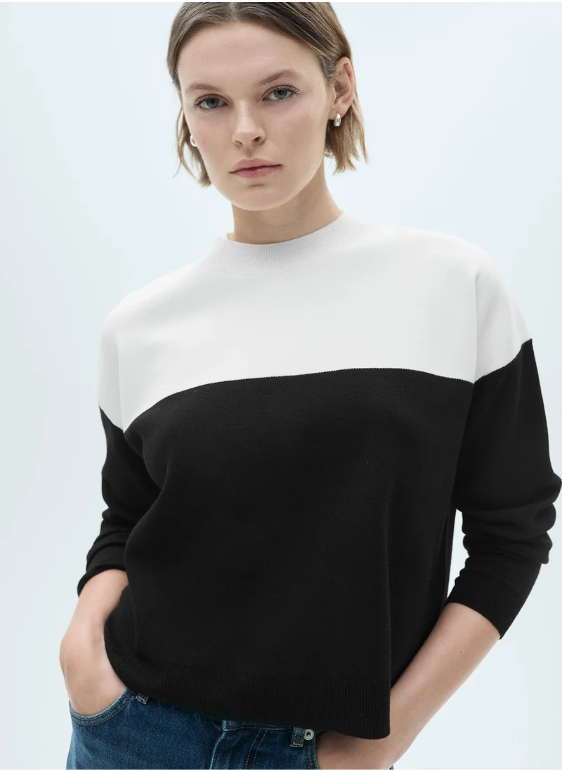 مانجو Colorblock Crew Neck Sweater