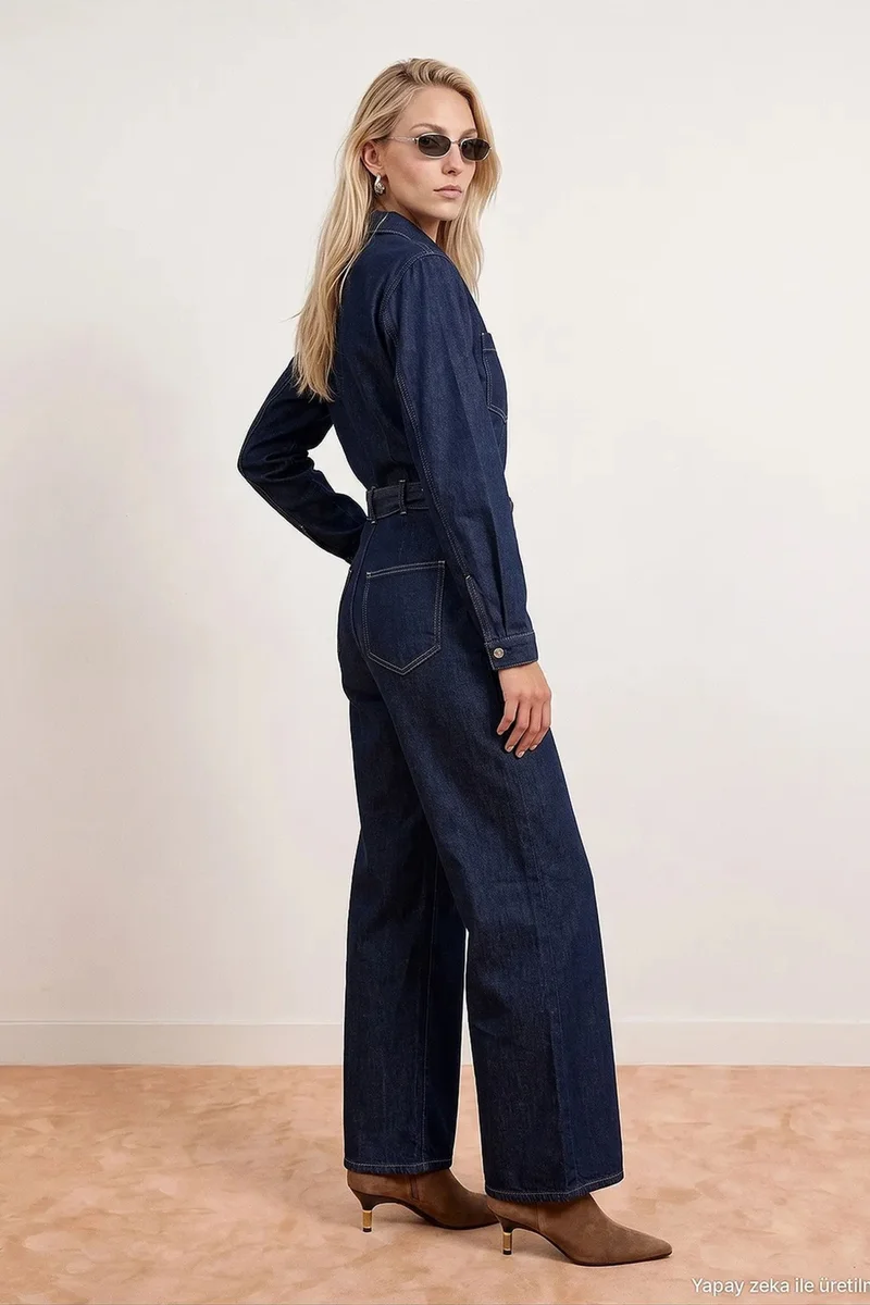 Dilvin Dark Blue Denim DILVIN Cotton Jumpsuit for Women | Best Price UAE