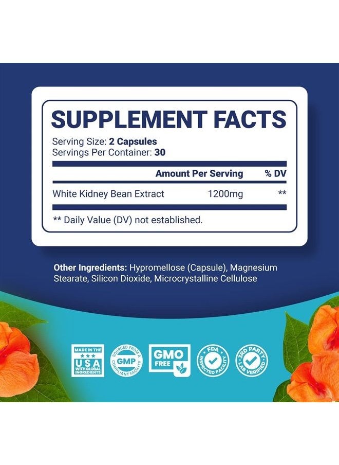 Phytoral White Kidney Bean Carb Blocker - 1200mg Equivalent White Kidney Bean Extract Carb and Sugar Blocker Appetite Suppressant Slimming Pills - Hunger Suppressant for Women and Natural Energy Supplement  - Image 2