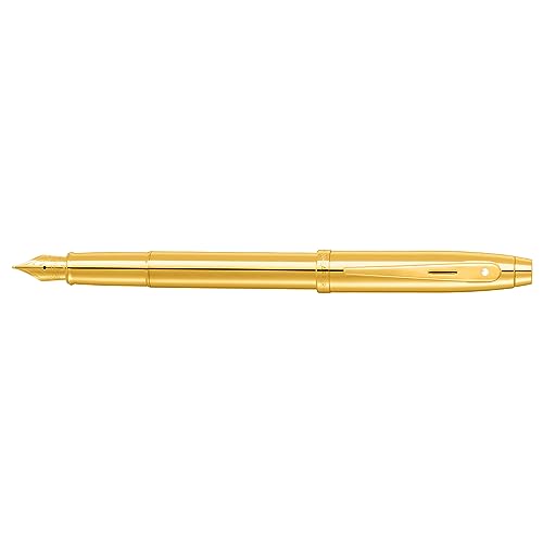 Sheaffer 100 9372 Glossy PVD Gold Fountain Pen With PVD Gold Trim - Medium - Image 3
