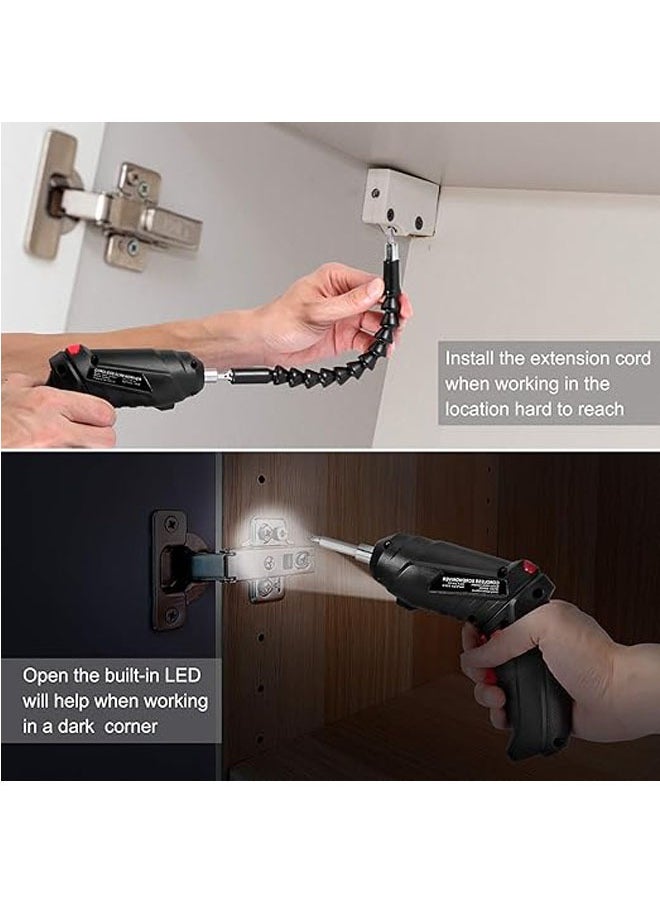 Arabest Electric Screwdriver Set, 47 in 1 USB Rechargeable and Rotatable Electric Cordless Power Screw Gun Drill with Built-in LED, 1300mAh (Black)  - Image 5