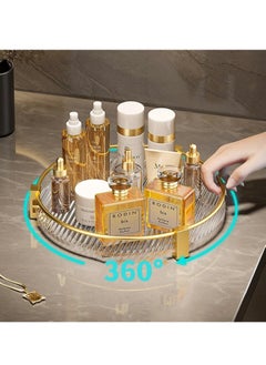 SYOSI Bathroom Tray,10" Gold Rotatable Vanity Tray, Dresser Decor,Perfume Organizer,Makeup Organizer,Round Decorative Tray for Bathroom  - Image 3