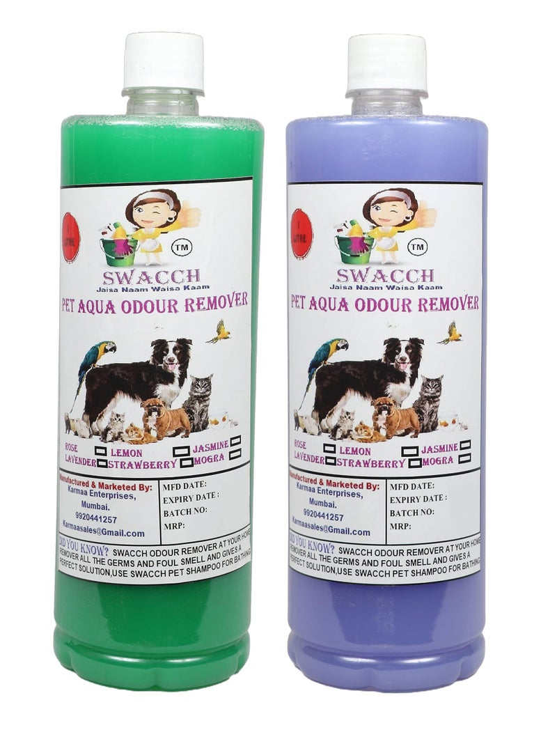 swacch PET Aqua Odour Remover (1 Litre) (Combo Pack of 2) Jasmine & Lavender I Long-Lasting Fragrance I Non-Toxic & Eco-Friendly I Safe for All Surfaces - Image 1
