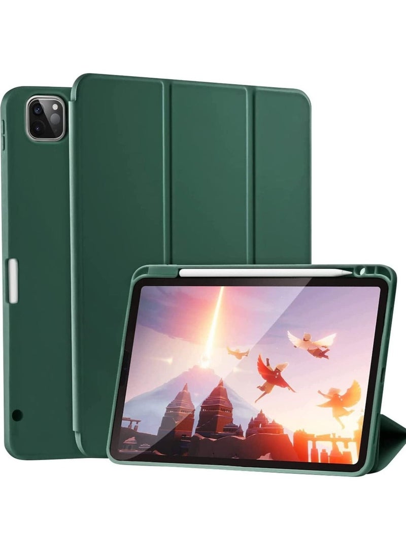 Case for iPad Pro 11 Inch 2021(3rd Gen)/2020(2nd Gen) with Pencil Holder [Support iPad 2nd Pencil Charging/Pair] Slim Trifold Stand, Smart Protective Case Cover (Midnight Green) - Image 1