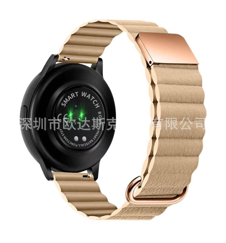 QX Beige Nylon Loop Strap Smartwatch Band Compatible with Samsung Galaxy Watch with Adjustable Fit Replacement Strap for Daily Wear - Image 1