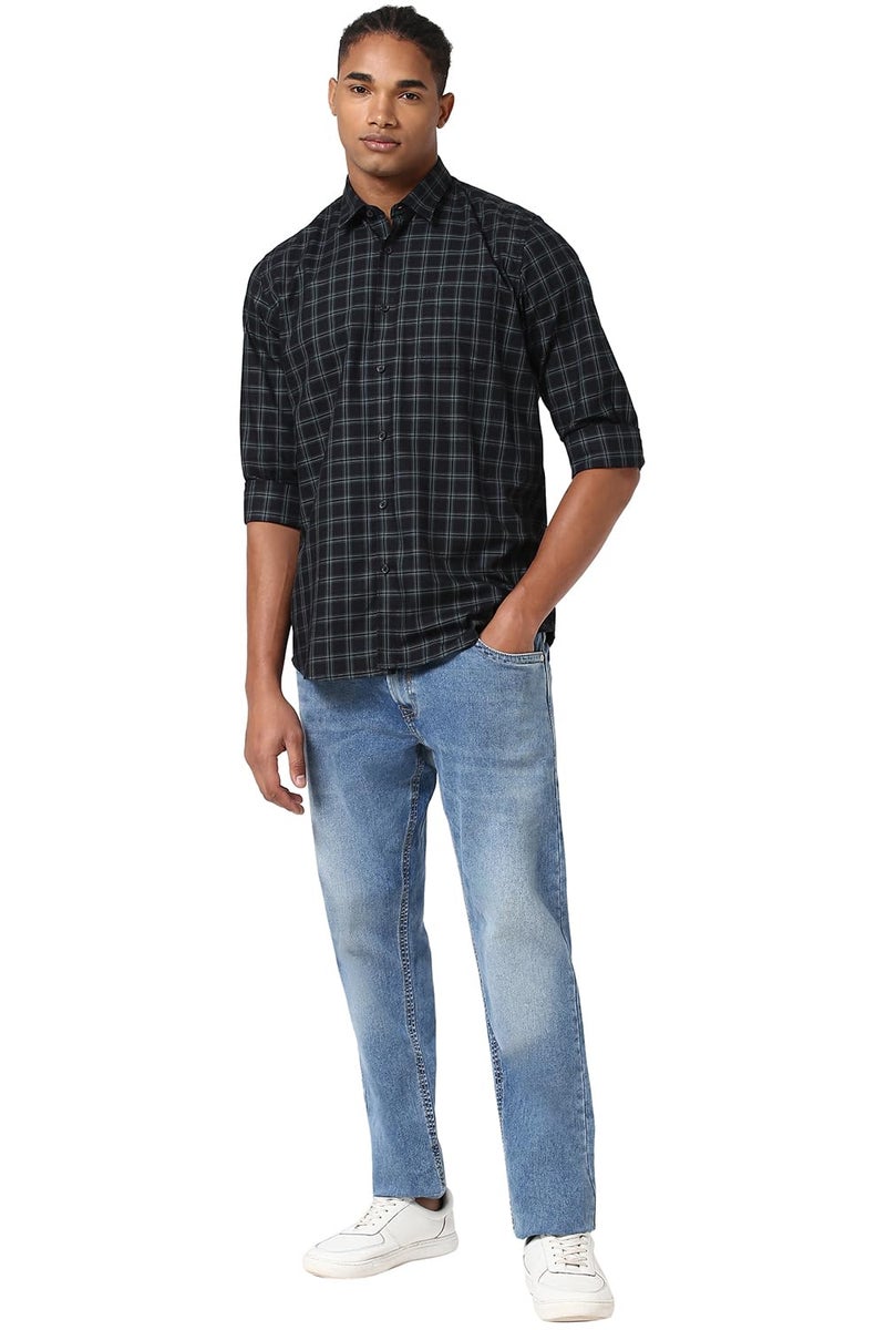 Peter England Men Black Slim Fit Check Shirt - Image 5