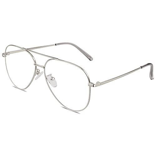 GQUEEN Fake Glasses Women Men Clear Lens Metal Frame UV400 Protection Fashion Retro Pilot Style Eyeglasses - Image 1