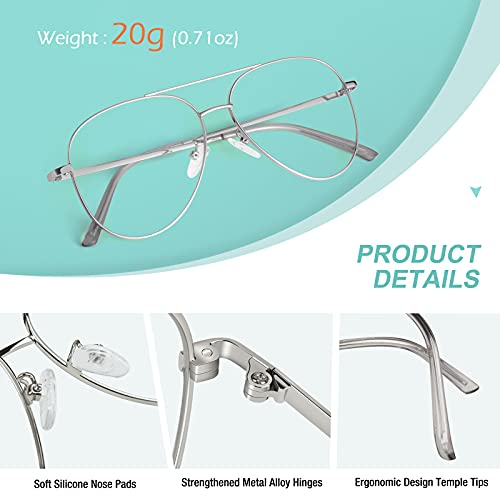GQUEEN Fake Glasses Women Men Clear Lens Metal Frame UV400 Protection Fashion Retro Pilot Style Eyeglasses - Image 3