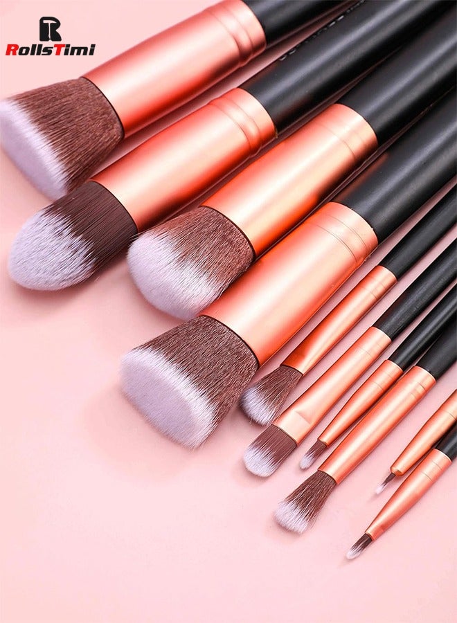 RollsTimi  14-Piece Black Rose Makeup Brushes Set EyeShadow Foundation Powder Eyeliner Eyelash Cosmetics Makeup Face Makeup Brushes Tools - Image 2