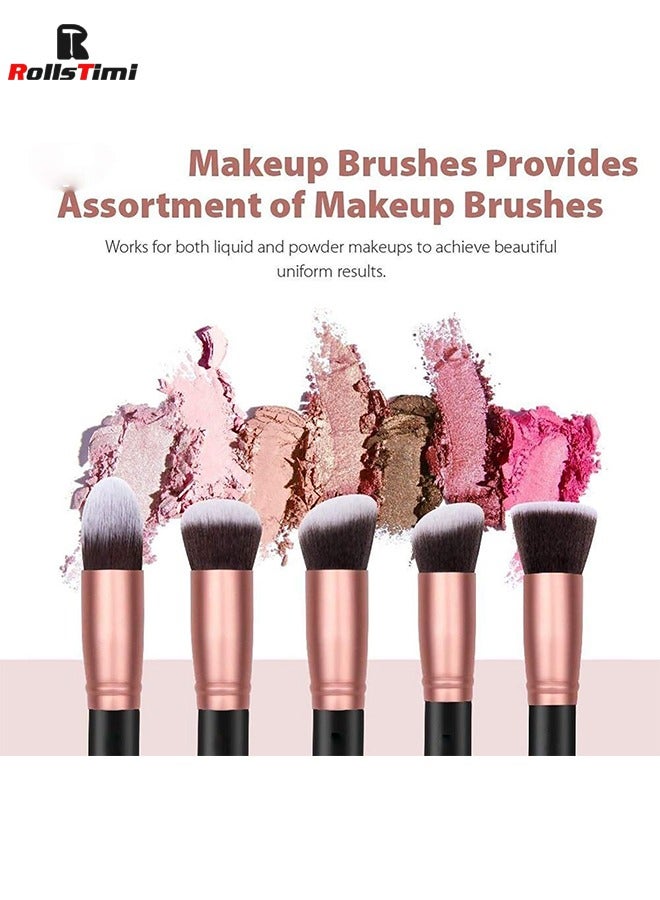 RollsTimi  14-Piece Black Rose Makeup Brushes Set EyeShadow Foundation Powder Eyeliner Eyelash Cosmetics Makeup Face Makeup Brushes Tools - Image 4