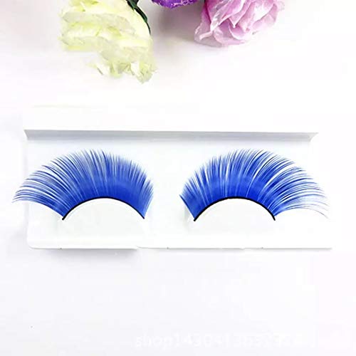 Alluring Synthetick Mink Lashes Reusable Strip False Eyelashes Handmade CatEye Fun Color Lashes  BLUE