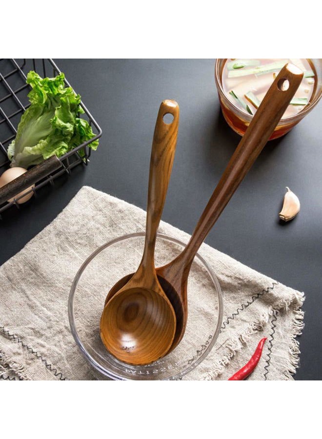Renawe 2 Pcs Wooden Spoon Ladle for Cooking Spoons-14 inch Long Kitchen Cooking Spoon & 11 inch Best Wood Spoons Large Deep Serving Spoons Soup Ladles Set - Image 4