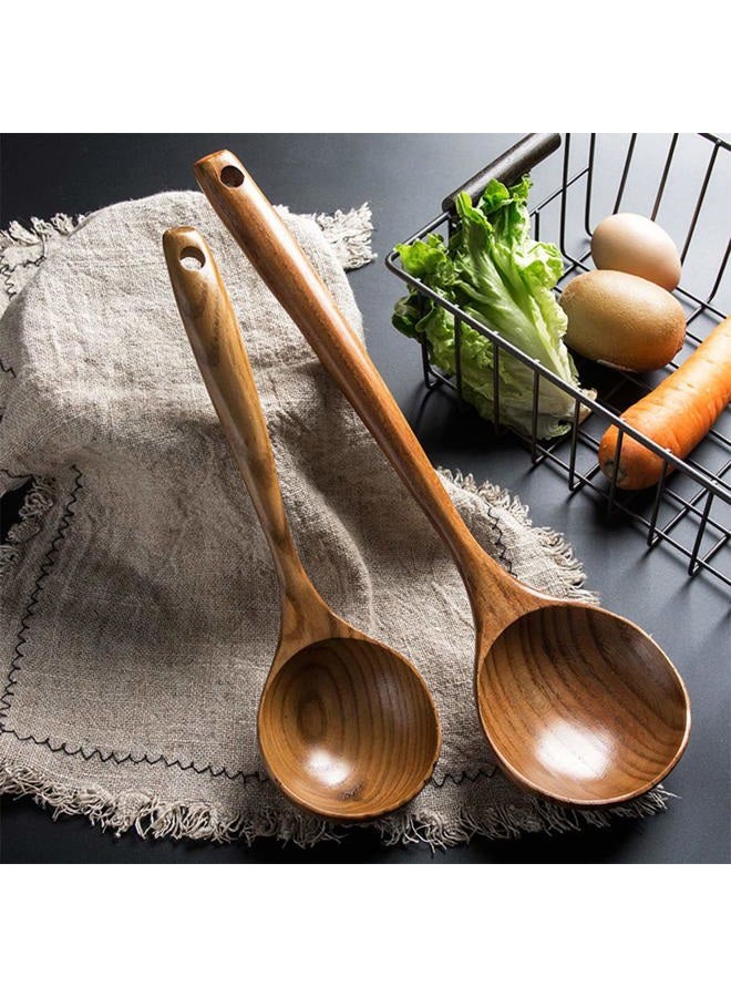 Renawe 2 Pcs Wooden Spoon Ladle for Cooking Spoons-14 inch Long Kitchen Cooking Spoon & 11 inch Best Wood Spoons Large Deep Serving Spoons Soup Ladles Set - Image 2