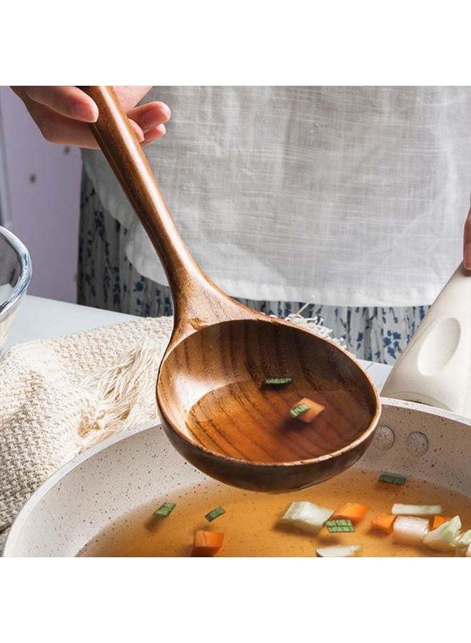 Renawe 2 Pcs Wooden Spoon Ladle for Cooking Spoons-14 inch Long Kitchen Cooking Spoon & 11 inch Best Wood Spoons Large Deep Serving Spoons Soup Ladles Set - Image 3