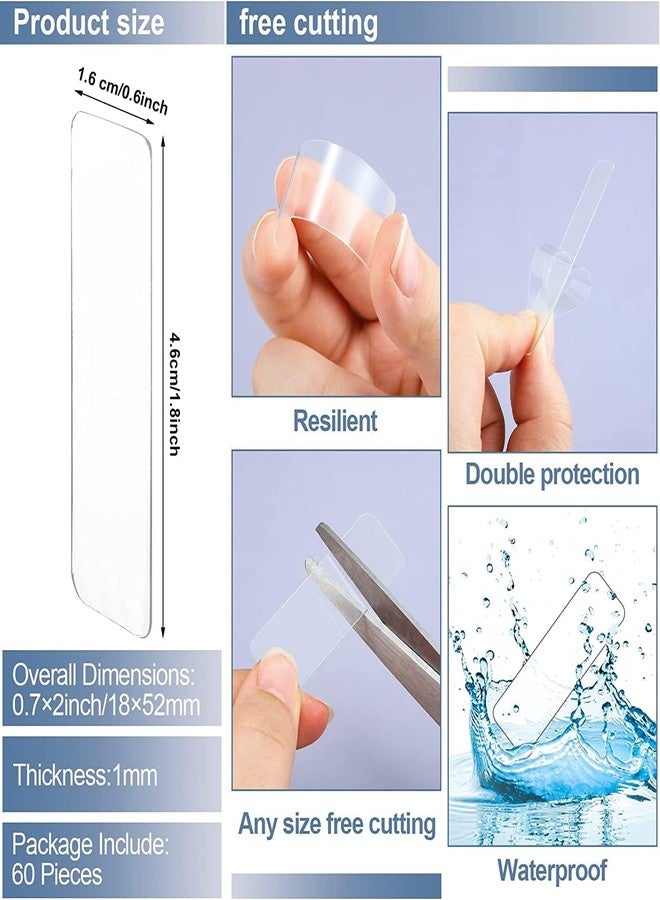 OMKRUSH 60 Pieces Removable Clear Double Sided Tape with Storage Box Traceless Washable Removable Clear Grip Tape for Photo Walls Poster Spring couplets Floors Carpets Rugs. - Image 3