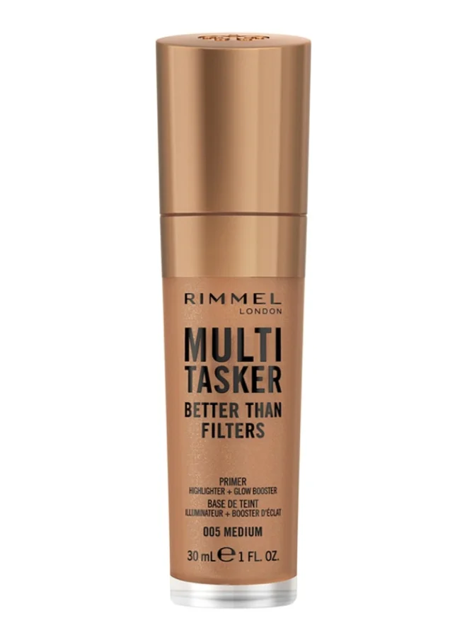 RIMMEL LONDON Multi-Tasker Better Than Filters Face Primer, Glow Booster and Highlighter - 005 - Medium, 30ml