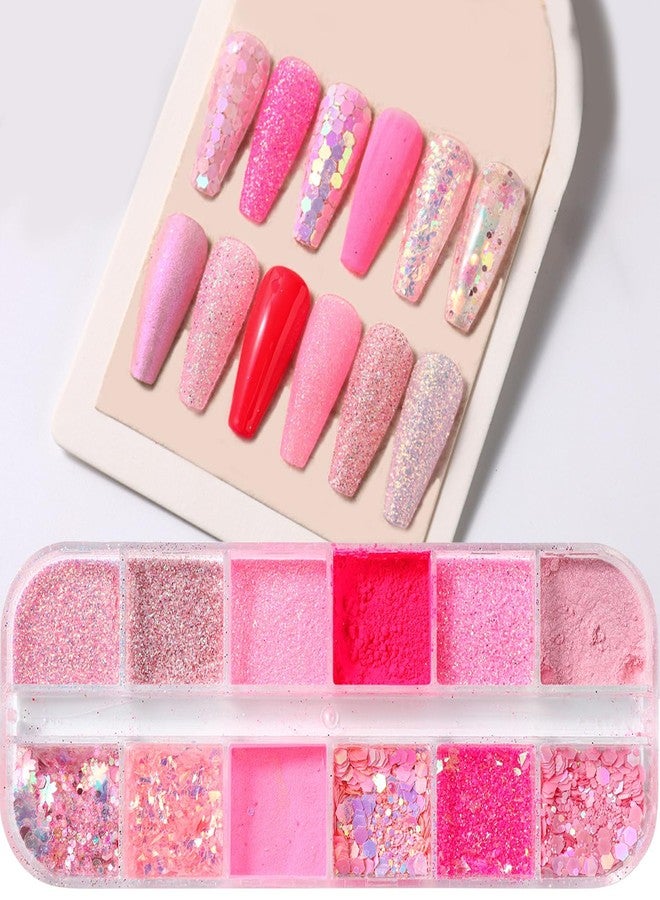 Vonrui Superfine French Nail Glitter Powder - Pink Design Sugar Shiny Effect Candy Glitter Flakes Nail Pigment Dust Gel Polish Manicure Accessories Nail Chrome Powder DIY Crafts - Image 2