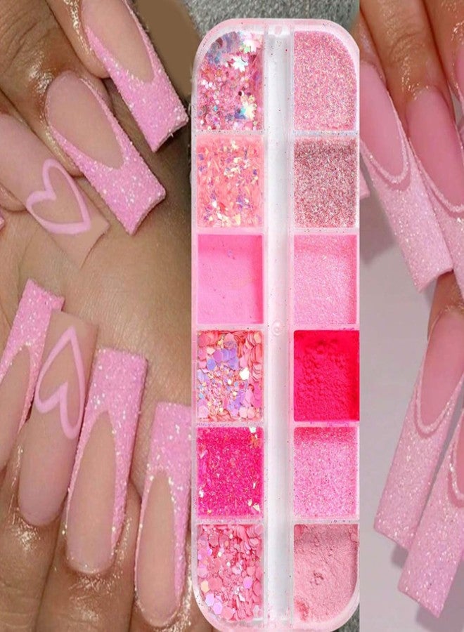 Vonrui Superfine French Nail Glitter Powder - Pink Design Sugar Shiny Effect Candy Glitter Flakes Nail Pigment Dust Gel Polish Manicure Accessories Nail Chrome Powder DIY Crafts - Image 1