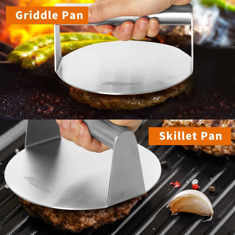 ALL-TOP ALLTOP Smash Burger Press -Grill Essential,Stainless Steel Non-Stick Smasher Hamburger Press -Patty Maker for Flat Top Griddle,Grill,BBQ - Round Kitchen Tool (5.5 Inch) - Image 4