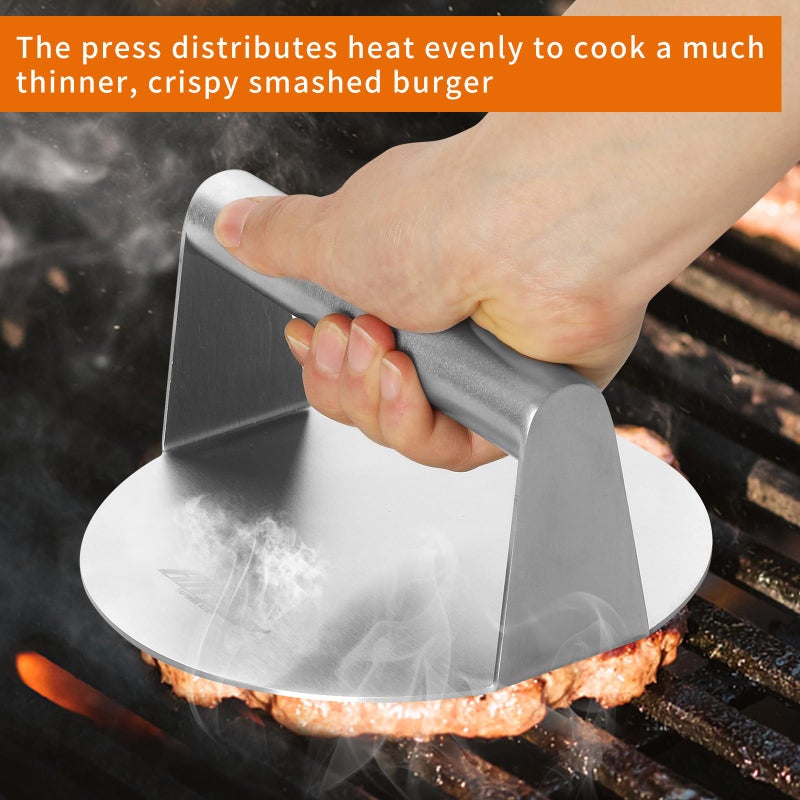 ALL-TOP ALLTOP Smash Burger Press -Grill Essential,Stainless Steel Non-Stick Smasher Hamburger Press -Patty Maker for Flat Top Griddle,Grill,BBQ - Round Kitchen Tool (5.5 Inch) - Image 2