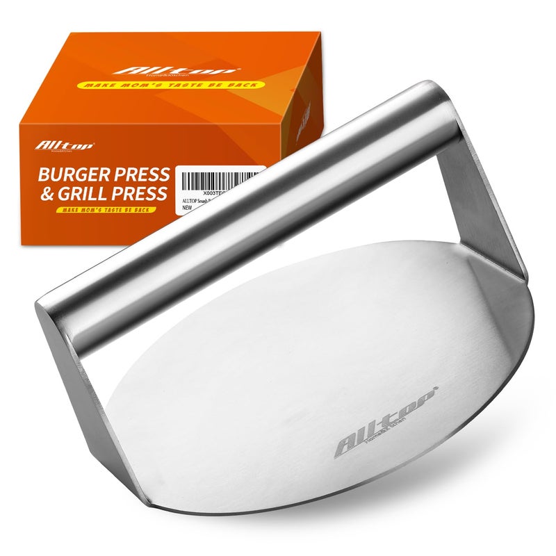 ALL-TOP ALLTOP Smash Burger Press -Grill Essential,Stainless Steel Non-Stick Smasher Hamburger Press -Patty Maker for Flat Top Griddle,Grill,BBQ - Round Kitchen Tool (5.5 Inch) - Image 1