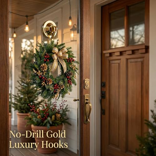 NL HOME Suction Cup Hooks for Door Wreaths, 4-Pack Waterproof and Rustproof Multiple Uses Vacuum Hooks for Shower Wall, Bathroom, Kitchen, Gold - Image 2