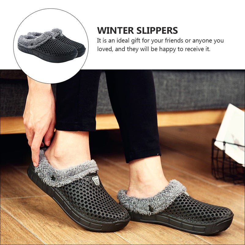 1 Pair of Lined Clog Slipper Slid Slippers (Black) - Image 5