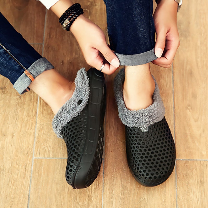 1 Pair of Lined Clog Slipper Slid Slippers (Black) - Image 1