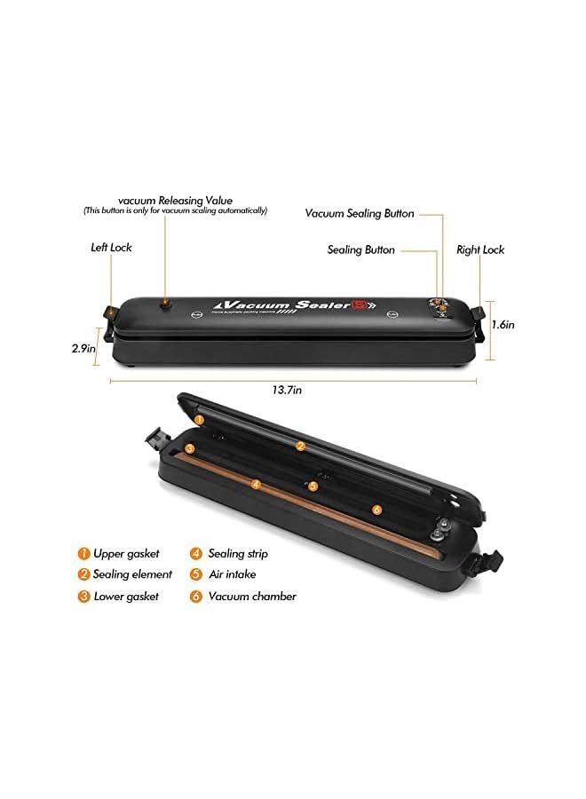 vesus Portable Food Saver Vacuum Sealer Machine With 2-Functions For Fruits, Nuts, Meat, Sweets, Vegetables, With 50 Pieces Sealed Bags.  - Image 5