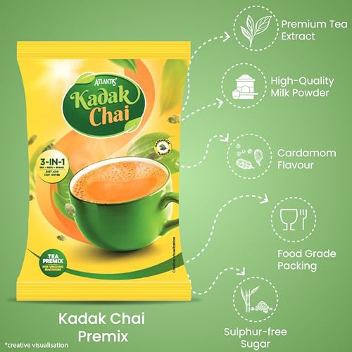 Atlantis 3 in 1 Instant Kadak Cardamom Tea and Coffee Premix Powder Combo (Contains Tea, Coffee, Milk and Sugar) 1 Kg each for Vending Machines/Manual Use - Image 5