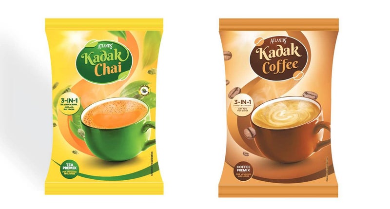 Atlantis 3 in 1 Instant Kadak Cardamom Tea and Coffee Premix Powder Combo (Contains Tea, Coffee, Milk and Sugar) 1 Kg each for Vending Machines/Manual Use - Image 1