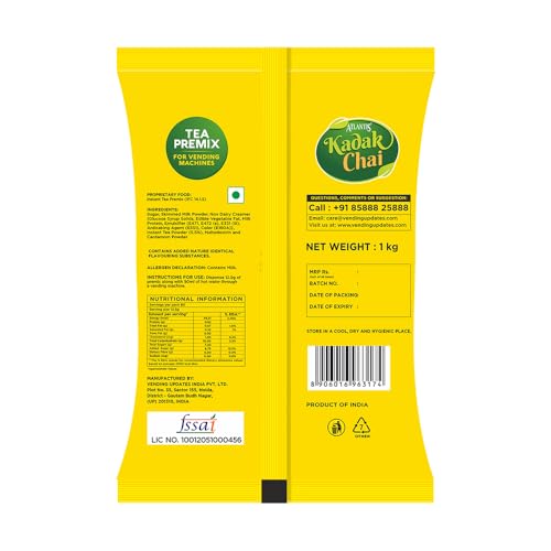 Atlantis 3 in 1 Instant Kadak Cardamom Tea and Coffee Premix Powder Combo (Contains Tea, Coffee, Milk and Sugar) 1 Kg each for Vending Machines/Manual Use - Image 3