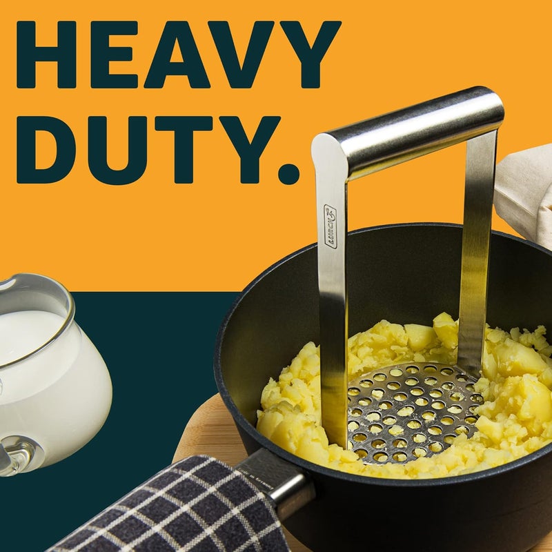 Lurch Germany Heavy Duty Potato Masher With Horizontal Handle | Avocado Masher | Versatile Food Masher For Vegetable | Made of Durable Stainless Steel | 7.5 Inches - Silver - Image 4