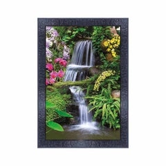 PNF pnf Poster And Frames Vastu Waterfall Landscape Scenery Wooden Photo Frame With Acrylic Sheet | Living Room, Bedroom | Home Decoration | Best Gifting Option (10x14inch Multicolour,Synthetic) 1701  - Image 1