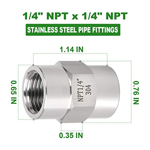 TAISHER 2PCS Forging of 304 Stainless Steel Pipe Fitting, Coupling, 1/4-Inch Female Pipe x 1/4-Inch Female Pipe - Image 4