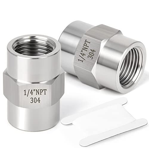 TAISHER 2PCS Forging of 304 Stainless Steel Pipe Fitting, Coupling, 1/4-Inch Female Pipe x 1/4-Inch Female Pipe - Image 1