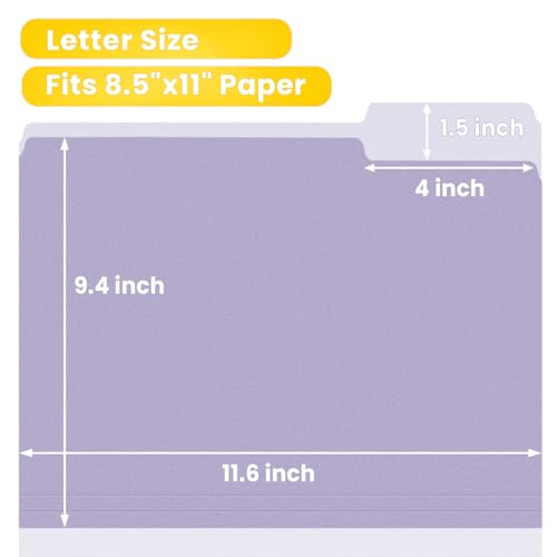 SUNEE File Folders Letter Size 10 Pastel Colors, 100 Pack Manilla Folders 8.5 x 11 1/3-Cut Tabs, Colored File Folders Office Home School for Documents Files Paper - Image 4