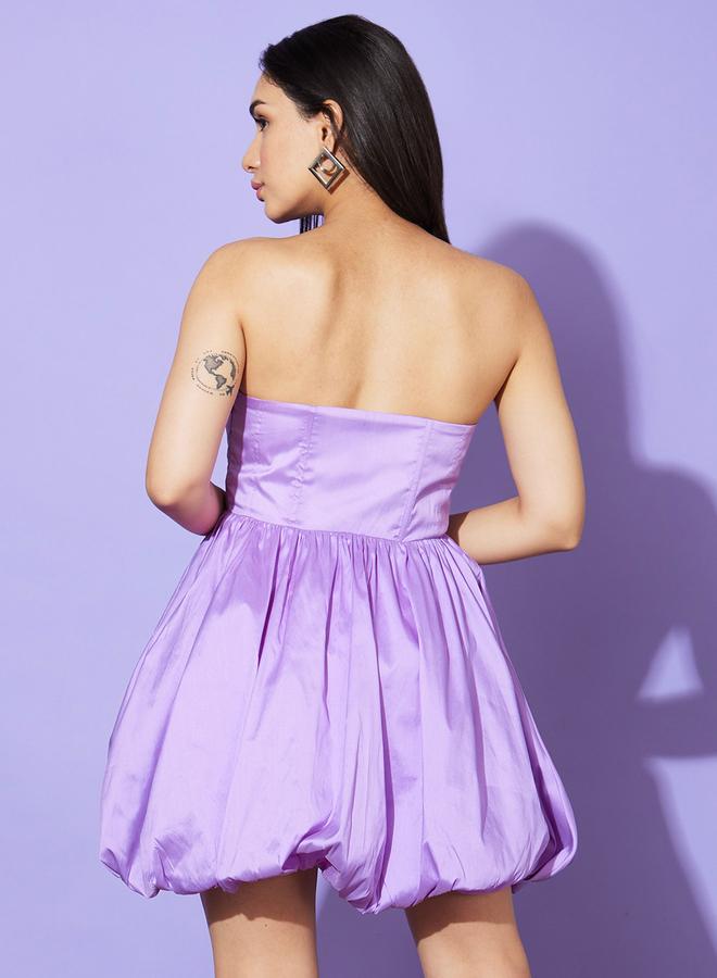 globus Sweetheart Bandeau Neck Balloon Hem Mini Dress - Image 3